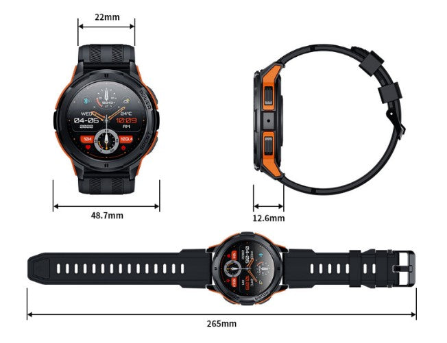 C25 Outdoor Sports 1.43AMOLED Screen Smart Call Watch Deep Waterproof Heart Rate and Blood Pressure - Black_1