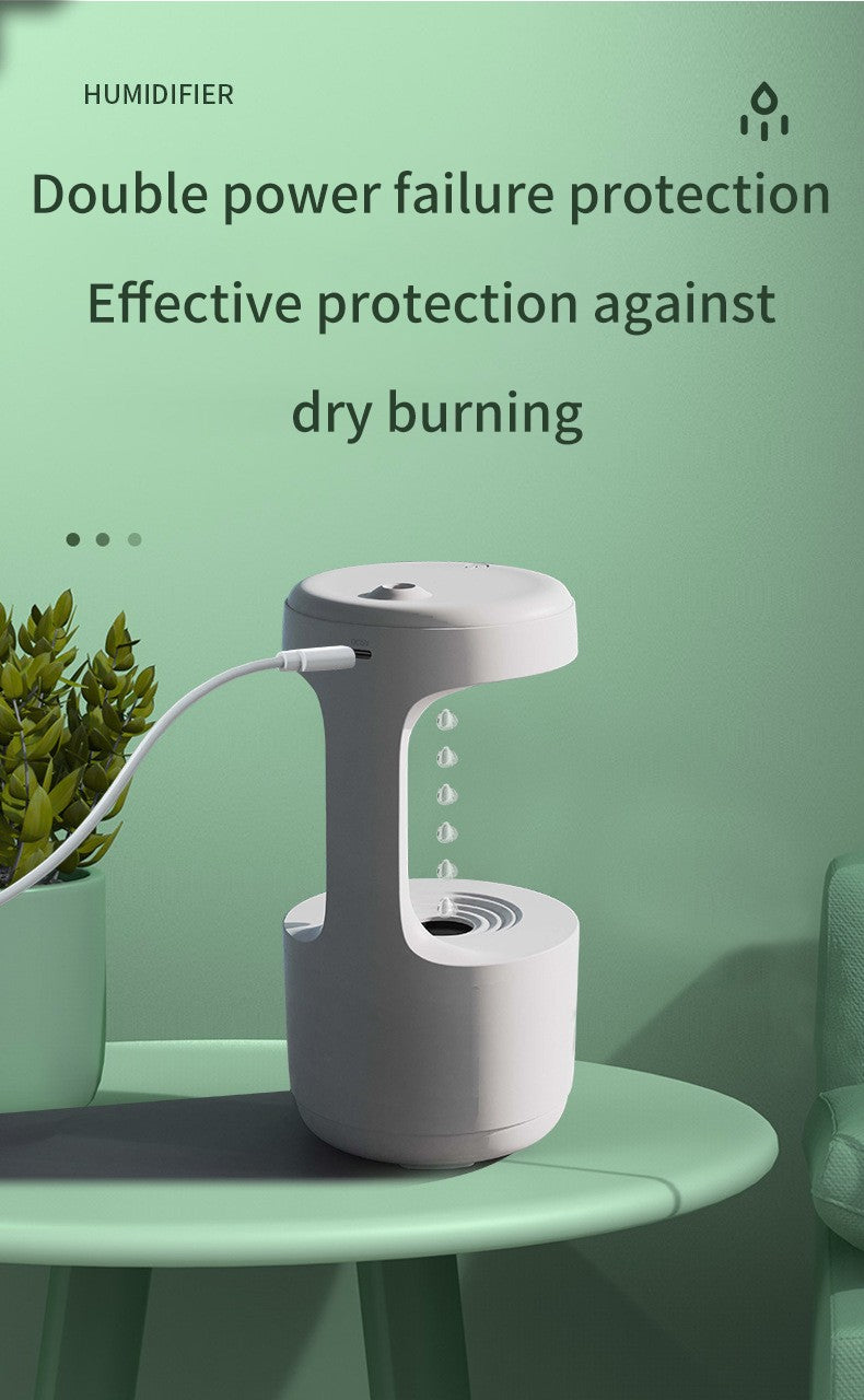 Water Drop Backflow Anti gravity Humidifier LED Time Display_4