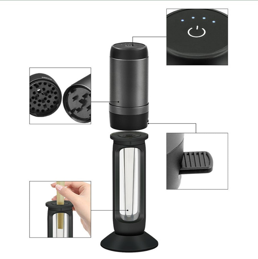 Electric Cigarette Grinder, Horn Tube, Cut Tobacco Metal Cigarette Lighter_2