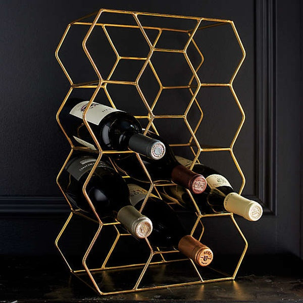 Wine Rack Geometric Lightweight Gold Wine Rack for 11 Wine Bottles