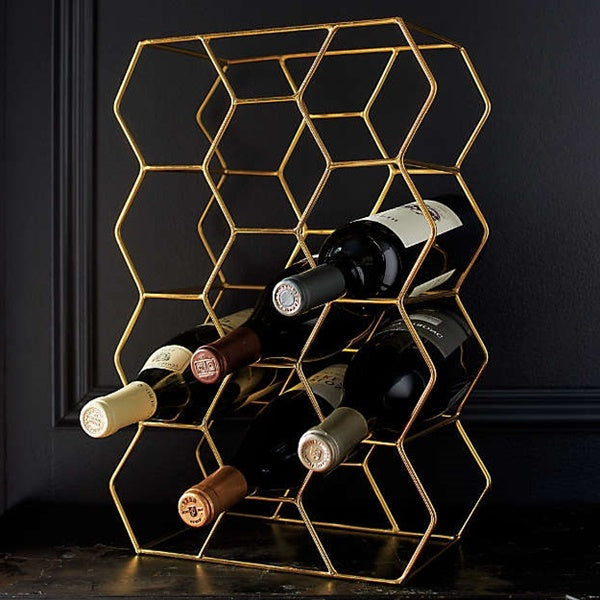 Wine Rack Geometric Lightweight Gold Wine Rack for 11 Wine Bottles