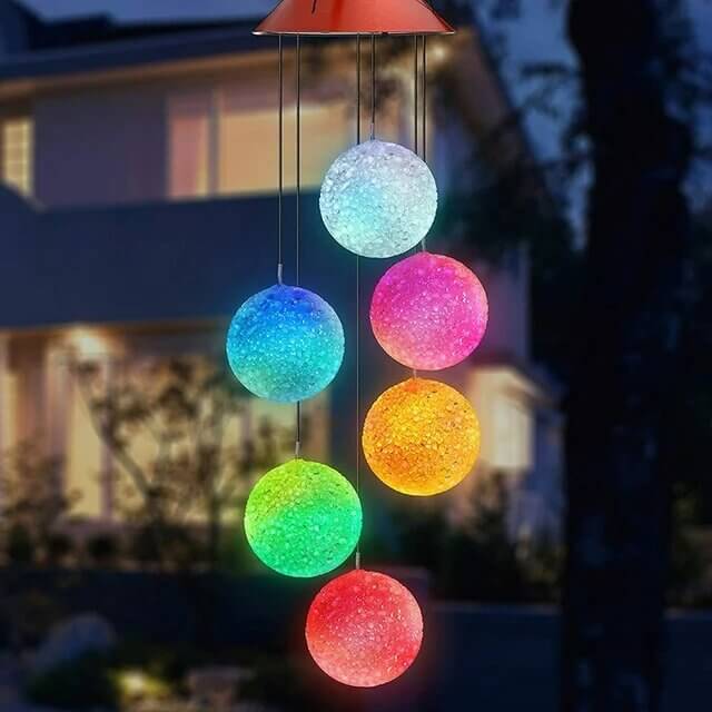 Crystal Swinging Balls Solar Color Changing Lights Wind Chimes