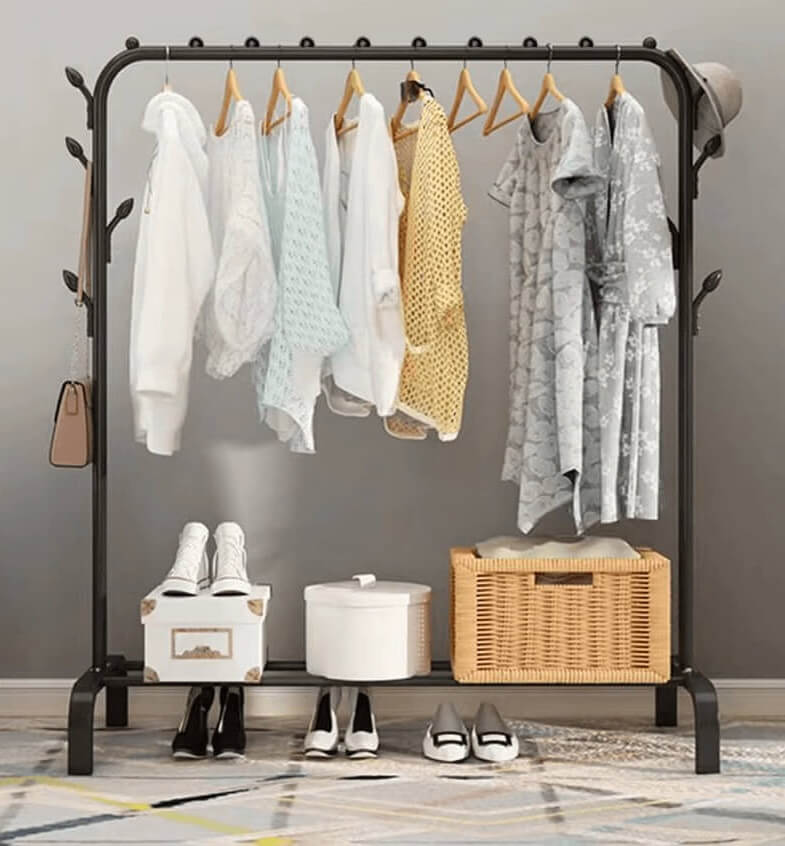 Drying Rack Metal Garment Clothing Rack With Shelf for Shoes