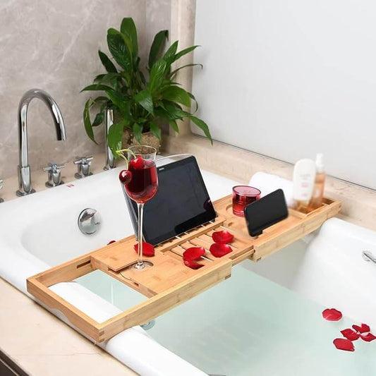 Expandable Bamboo Spa Bathtub Tray