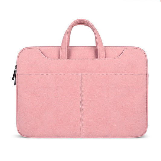 ST06S Waterproof PU Leather Zipper Hidden Portable Strap One shoulder Handbag for 13 3 inch Laptops with Magic Stick Suitcase Belt Pink