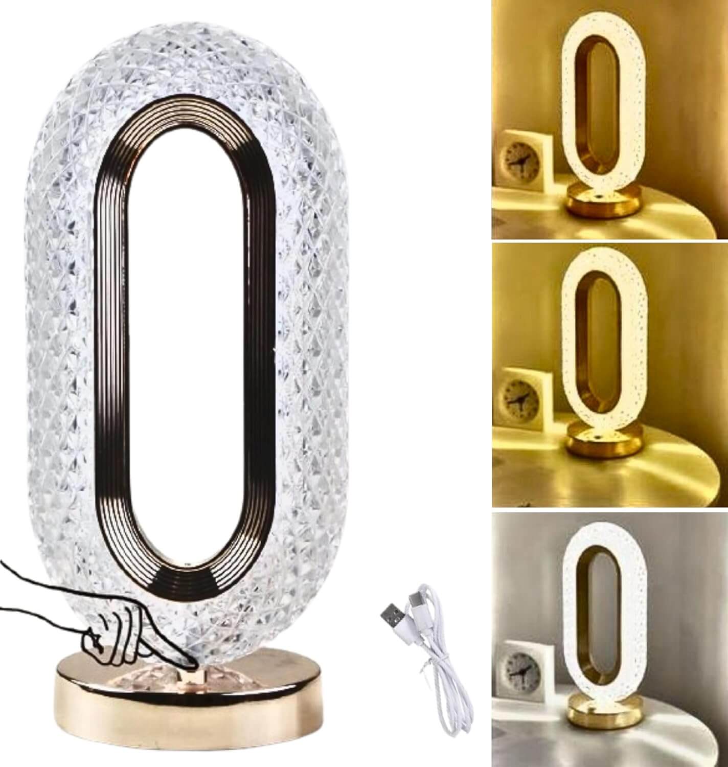 Oval Crystal Table Lamp