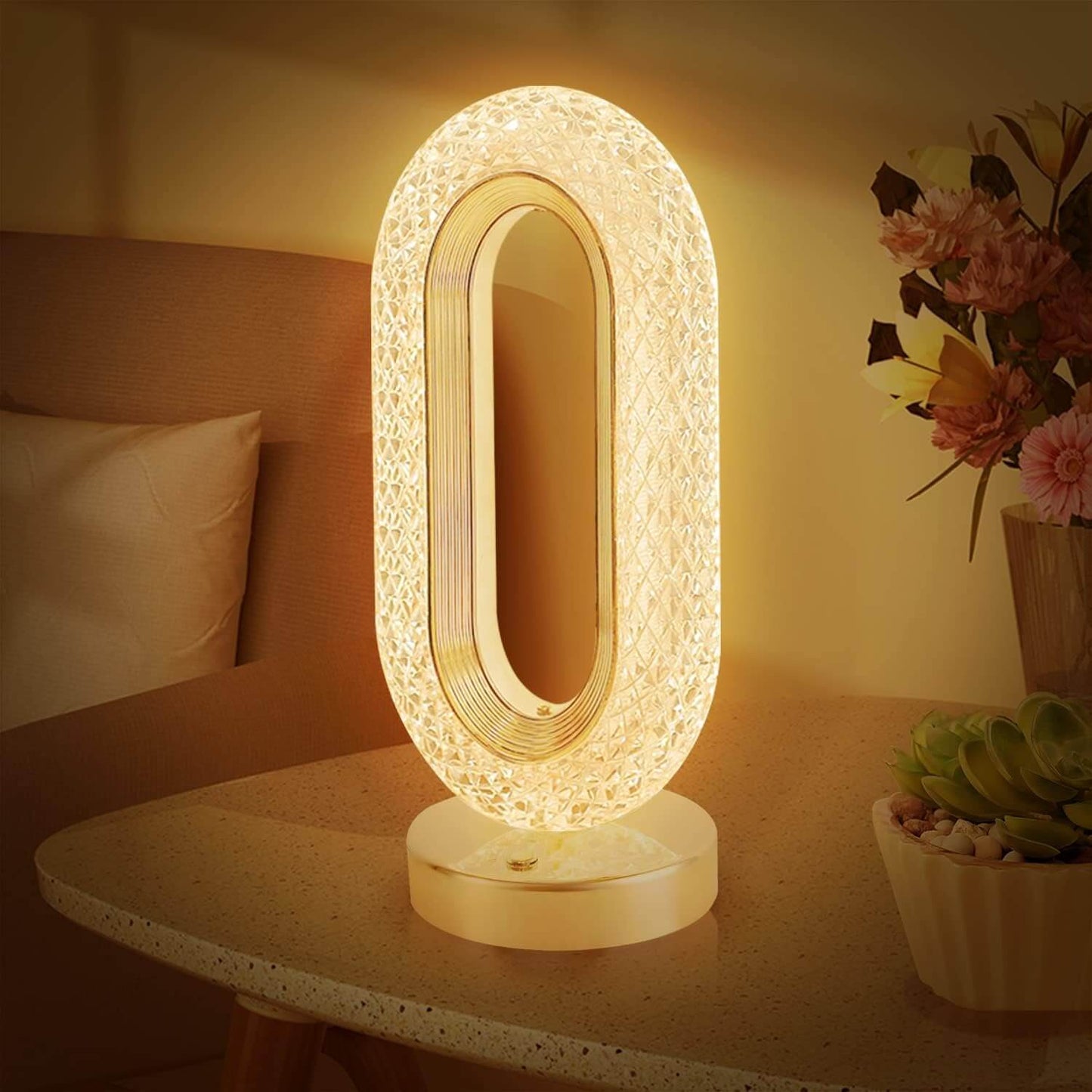 Oval Crystal Table Lamp