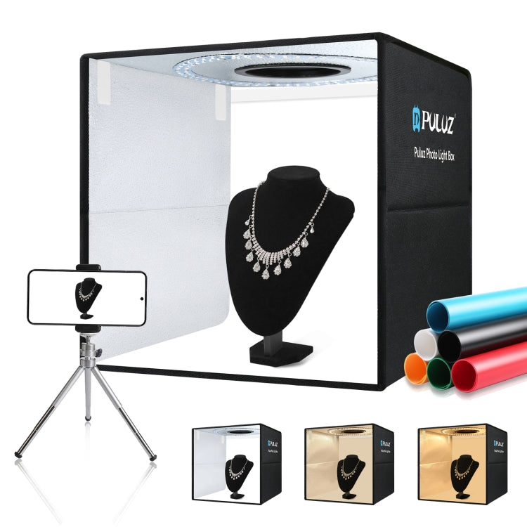 PULUZ 40cm Folding Portable Ring Light PD20W Quick Charge USB Photo Lighting Studio Shooting Tent Box with 6 x Color Backdrops Size 40cm x 40cm x 40cm Black