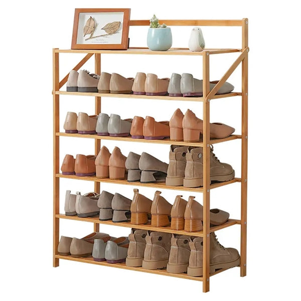 Shoe Storage Rack Entryway Shelf Free Stand Rack Shoe Bamboo Foldable Storage Organizer