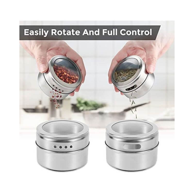 Stainless Steel Magnetic Spice Rack 6 Piece