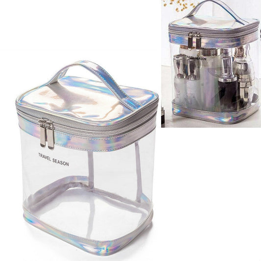 Travel Cosmetic Bag Creative Multifunctional Washing Storage Bag Style Cylinder Silver Gray