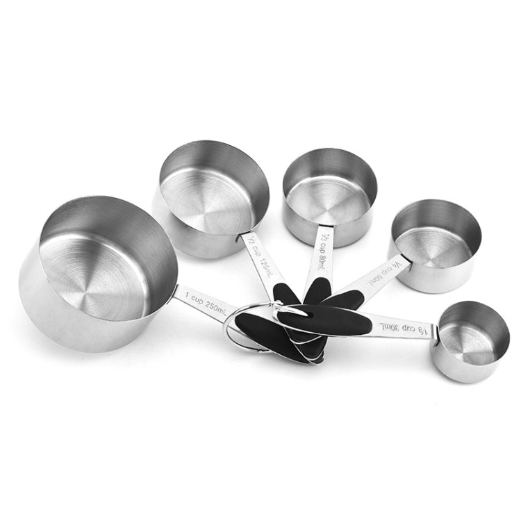 5 in 1 Stainless Steel Measuring Spoon Set Coffee Spoon Baking Kitchen Gadget Style Measuring Cup Black