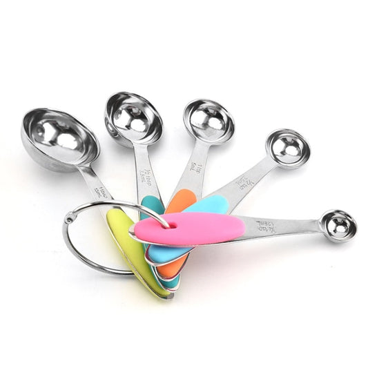 5 in 1 Stainless Steel Measuring Spoon Set Coffee Spoon Baking Kitchen Gadget Style Measuring Spoon Color