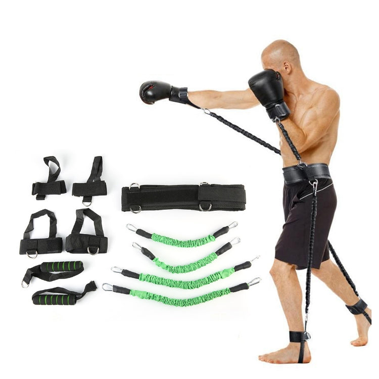 Bounce Trainer Fitness Resistance Band Boxing Suit Latex Tube Tension Rope Leg Waist Trainer Weight 60 Pounds Green