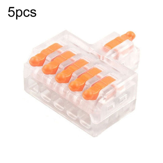 5pcs D1 5T Push Type Mini Wire Connection Splitter Quick Connect Terminal Block Orange