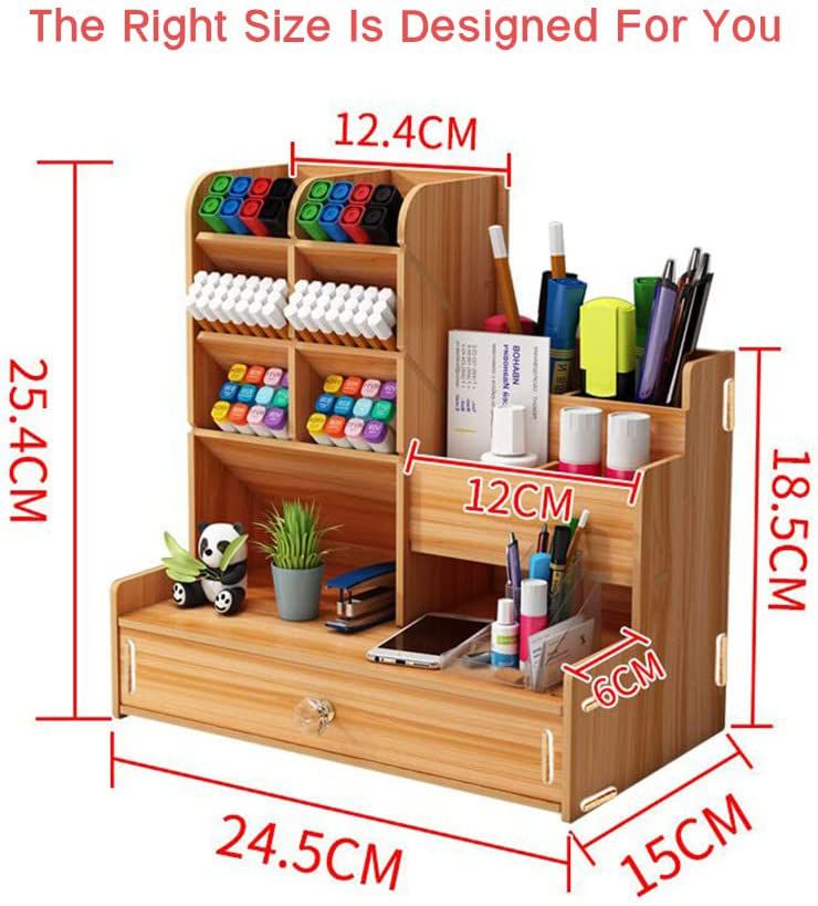 Wooden Desk Organizer Multifunctional Office Stationary Storage Holder